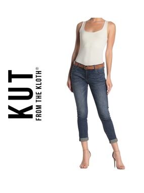 KUT from the Kloth Cleaned Up Katy Boyfriend Jeans Mid Rise Denim Size 12 NWT